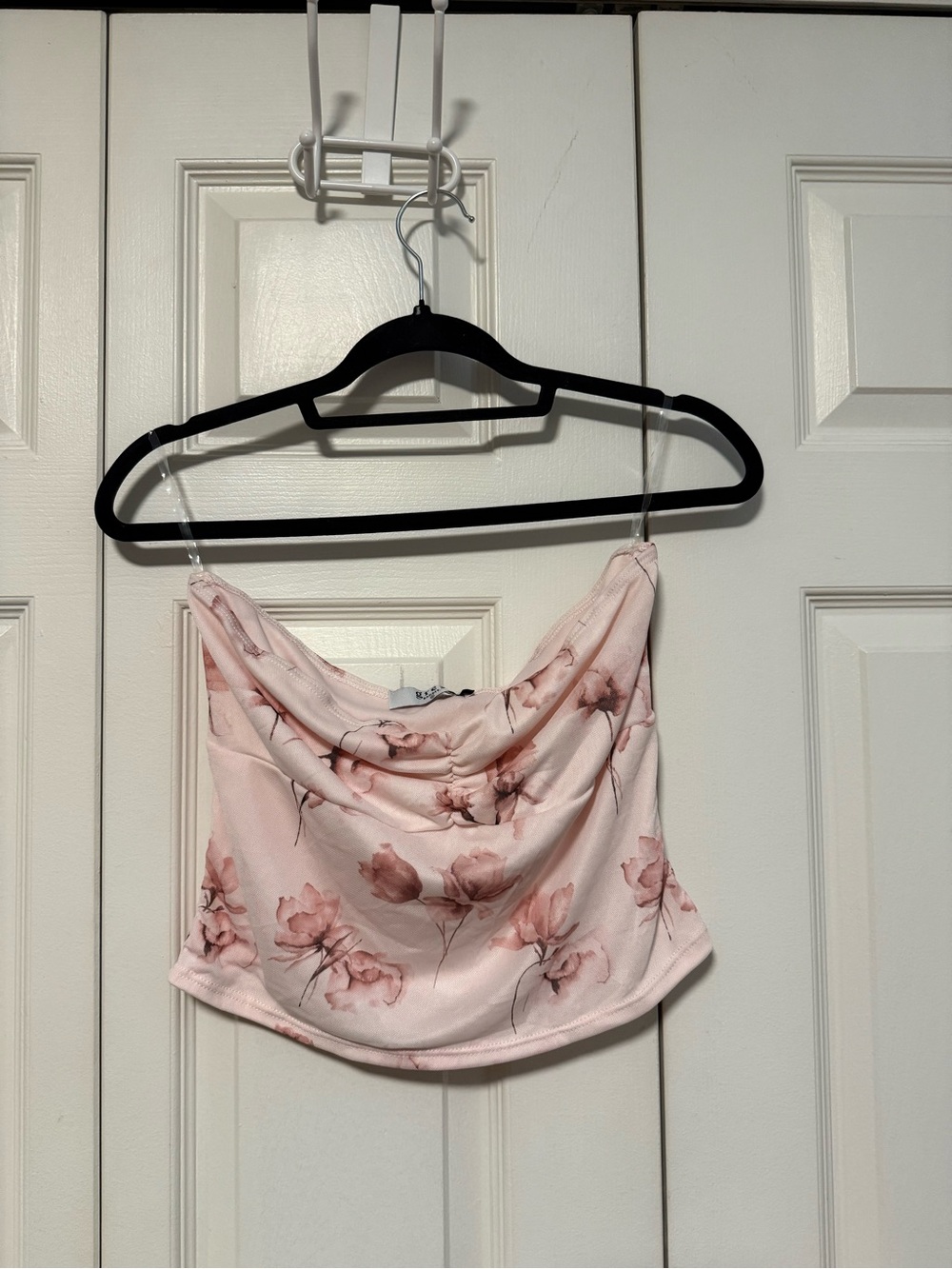 Floral Pink Strapless Crop Top